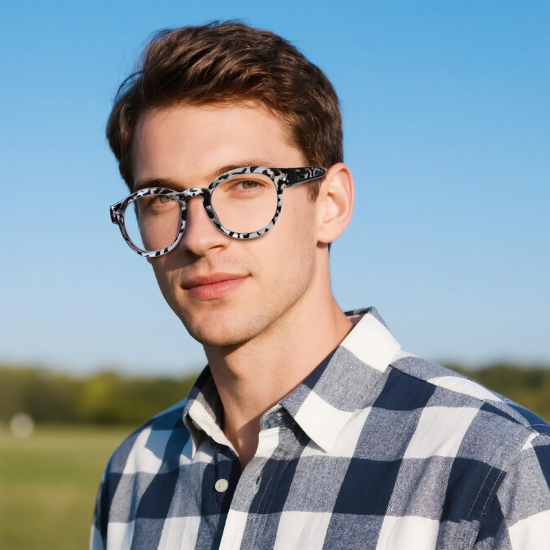 ZESAKER Reading Glasses for Women Men, Retro Round Frame Blue