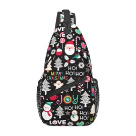 Christmas Crossbody Sling Bag For Women & Men - Adjustable Snowman Chest Shoulder Bag Sling Backpack Merry Xmas Daypack Gift
