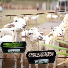 Dedjgoo 2 PCS Chicken Goat Hanging Fence Feeder Black ABS for Deer Duck Dog and Piglets, Goose Waterer Trough