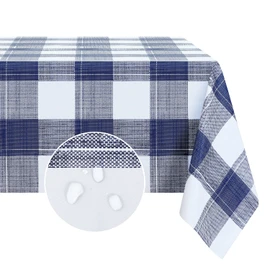 Romanstile Mantel rectangular de vinilo PVC, 100% impermeable, a cuadros de búfalo de plástico, resistente al aceite, lavable para cenar, picnic, al aire última intervensión, 52 x 70 pulgadas, a cuadros azules
