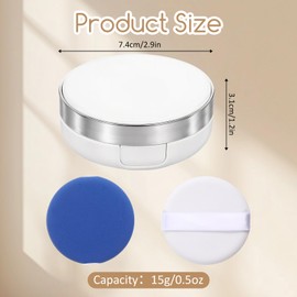 Empty Cushion Makeup Box, 15ml 0.5oz Air Cushion Puff Container Portable Travel Size Foundation Container Refillable BB Cream Box with Powder Puff and Mirror (White)