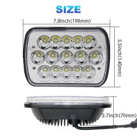 Unbranded DOT For Jeep Cherokee XJ 1984-2001 Wrangler YJ 1986-1995 5x7" 7x6 Led Headlight