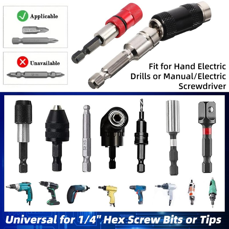 Pack of 2 Quick Change Bit Holder Magnetic Swivel Bit