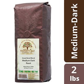 Great Bend Blend - Medium Dark Roast - 2lb bag of Coffee Beans Roasted By Poverty Bay Coffee Co, 2 Pound Bag - Whole Bean Coffee