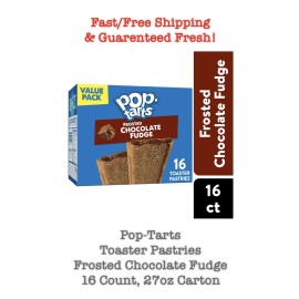 Kellogg's Pop Tarts Toaster Pastries Frosted Chocolate Fudge 16 Count, 27oz Carton