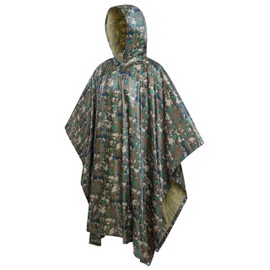 Yoinlia Waterproof Poncho With Hood Camo Rain Poncho Emergency Poncho Digital Camo
