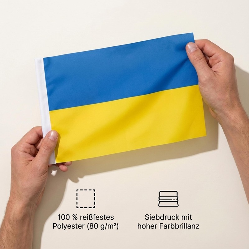 Flaggenfritze Ukraine Table Flag + Free Sticker