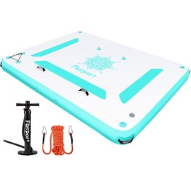 FBSPORT Inflatable Floating Dock, 6ft/ 8ft/10ft Inflatable Water Platform Swim Dock Mat with None-Slip Surface,6 Inch Thick PVC Construction,Floating Platform for Pool Beach Ocean