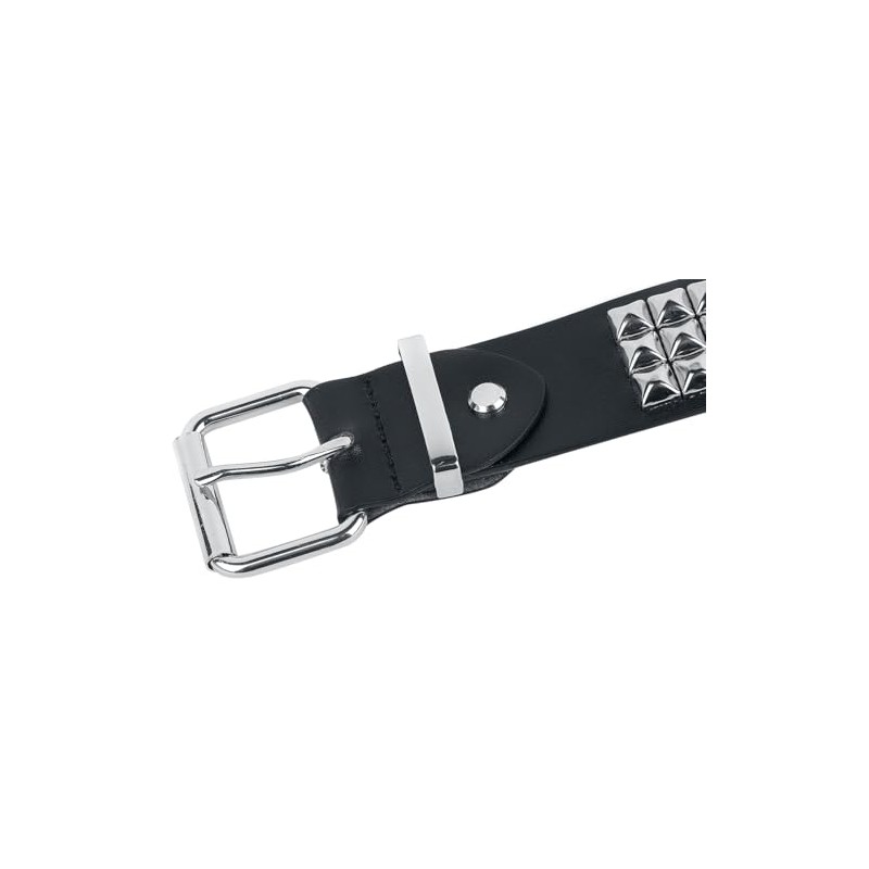 Black Premium by EMP Unisex Black Triple Row Rivet Belt,