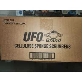 CASE OF 60 UNITS x 3 PACK OF U.F.O. BRAND CELLULOSE SPONGE HEAVY DUTY SCRUBBER.