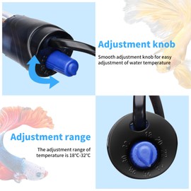 Nobleza Aquarium Heater 10-50L 50W Submersible Aquarium Heater with Thermostat Aquarium Heater Safety Quartz Tank Heater (18-32C)