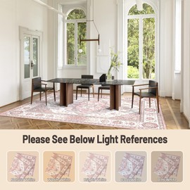 Flexwin Vintage Boho 8x10 Non-Slip Machine Washable Oriental Area Rug - Low Pile Soft Rug for Living Room,Bedroom,Nursery & Farmhouse Decor