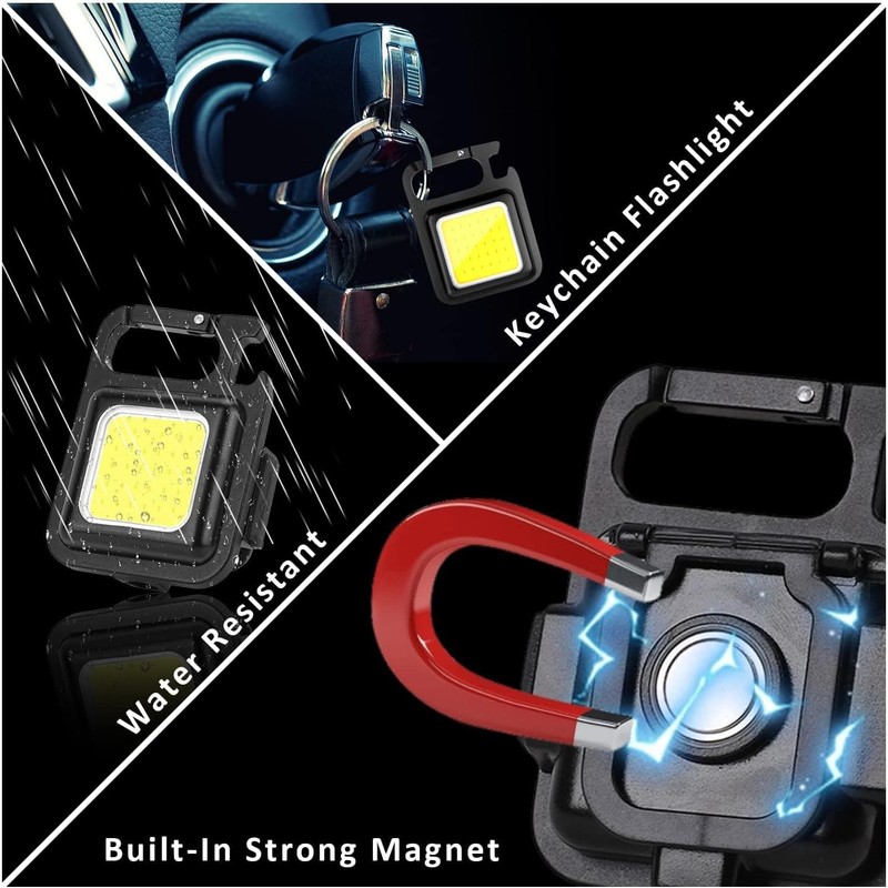 RETZLA Cob Keychain Work Light Keychain Flashlight 4 Light Modes,