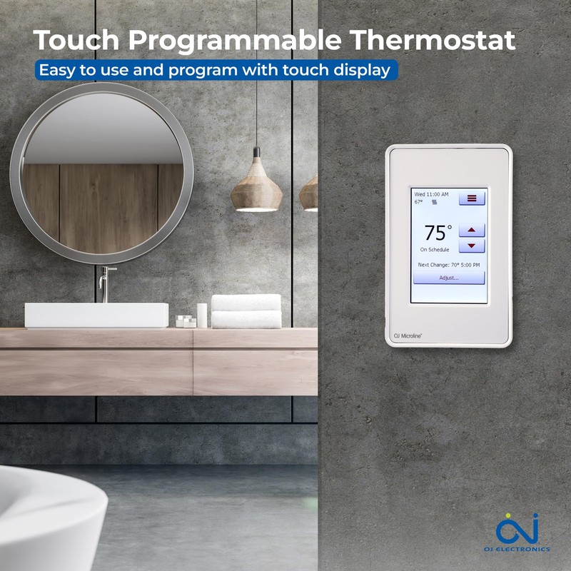 OJ Microline Touchscreen Programmable Radiant Floor Heating Thermostat 120/240V, Dual