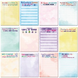 Pajean 12 Pcs Funny Notepads with Sayings Sticky Office Supplies to Do List Work Assorted Notepad for Workers 3 x 4 Inch Funny Coworker Gifts Assorted Novelty Memo Pads for Christmas Staff Gift