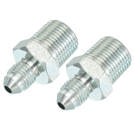 PATIKIL Hex Reducing Nipple Connectors Pipe Adapter 7/16" Male 37° Flare JIC x 3/8" Male NPT, 2 Pack Pipe Fitting Reducer Nipple Adapter Plated Steel Hydraulic Fitting
