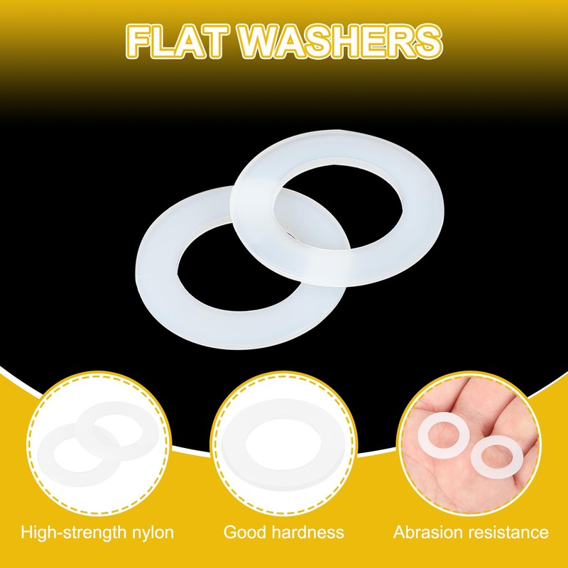 PATIKIL M12 Nylon Flat Washers, 120 Pcs 12mm ID 20mm