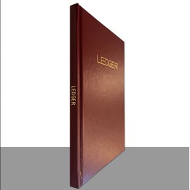 BookFactory Ledger Book/Accounting Ledger/ 4 Column (Four Columns) Ledger Notebook- 100 Pages, 6'' x 9'', Burgundy Cover, Section Sewn Hardbound (Made in USA)