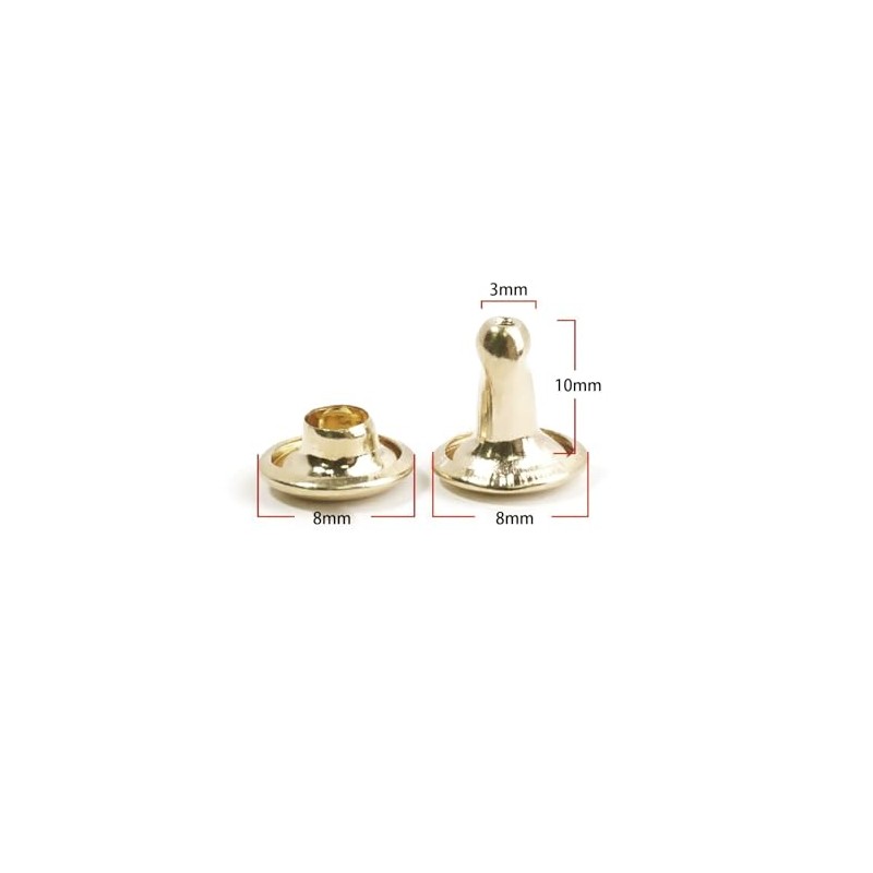 100 Pcs Leather Rivets, 8mm x 10mm Double Cap Rivets
