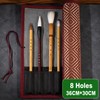 Bamboo Roll Up Brush Holder, 7/8/9 Slot Calligraphy Pen Case,