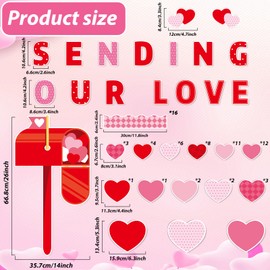 Jacyan 89PCS Valentine's Day Bulletin Board Decoration Set Heart Bulletin Board Borders Sending Our Love Cutouts for Bulletin Board Happy Valentine's Day Party Supplies Classroom Chalkboard Wall Decor