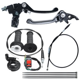 HOLATO Folding Clutch Brake Lever Cable Throttle Handle Grips Cable Kit for 50cc 70cc 110cc 125cc 150cc Apollo RFZ125 DBX15 X18 X19 Tao Tao DB17 DB27 Coolster M125 SSR Pit Dirt Bike Motorcycle Black