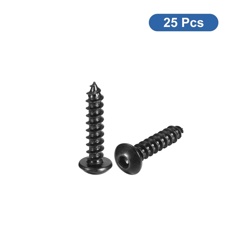 sourcing map Hex Socket Self Tapping Screws, M5 x 25mm