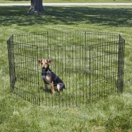 New World Pet Products 30" Foldable Black Metal Dog Exercise Pen No Door