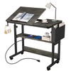 DWVO Height Adjustable Drawing Desk with Charging Station & Wheels,