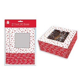 Gift Maker Festive Windowed Christmas Food Gift Boxes, Folding Boxboard, Red, White, Small