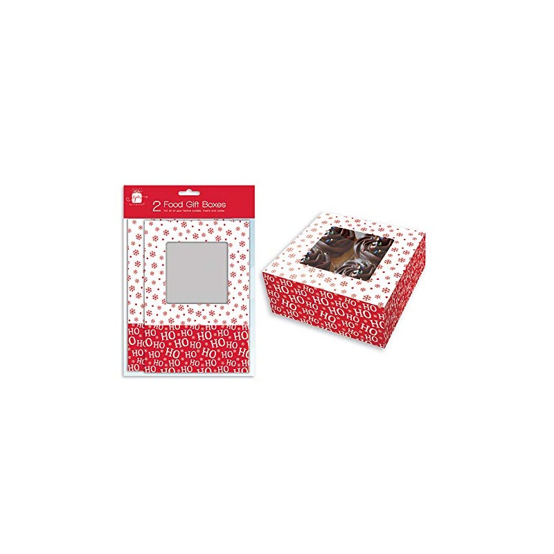 Gift Maker Festive Windowed Christmas Food Gift Boxes, Folding Boxboard,