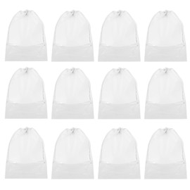 PATIKIL Drawstring Shoe Bag, 12 Pack 14 x 11 Inch Travel Shoe Bags Non-Woven Shoe Storage Bag Boots Shoes Organizer Pouch for Travel Home, White