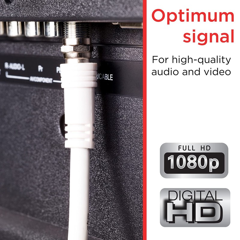 UltraPro RG6 Coaxial Cable 3ft. White, F-Type Connectors, Double Shielded