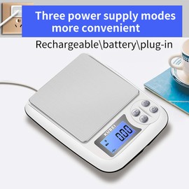 KUBEI Precision Scales 1 kg / 0.01 g USB Charging Digital Kitchen Scale, High Precision Gram Scale, Digital Scale, Letter Scale, Household Scale, Stainless Steel Weighing Surface, Perfect for