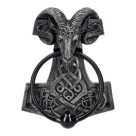 Pacific Giftware Door Knocker Viking Thor's Hammer with Aries Skull
