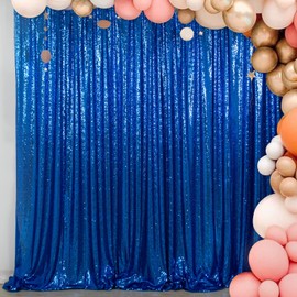 ShiDianYi Sequin Backdrop 10FTX10FT Blue Sparkle Backdrops for Party Royal Blue Backdrop Curtain Sequence Fabric Glitter Curtains Sparkly Photograph Background