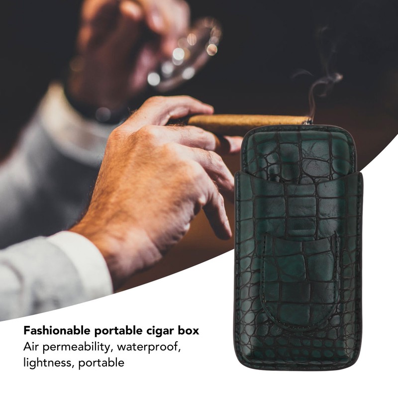 Artificial Leather Cigar Case Portable Lightweight Waterproof 3 Fingers Humidor