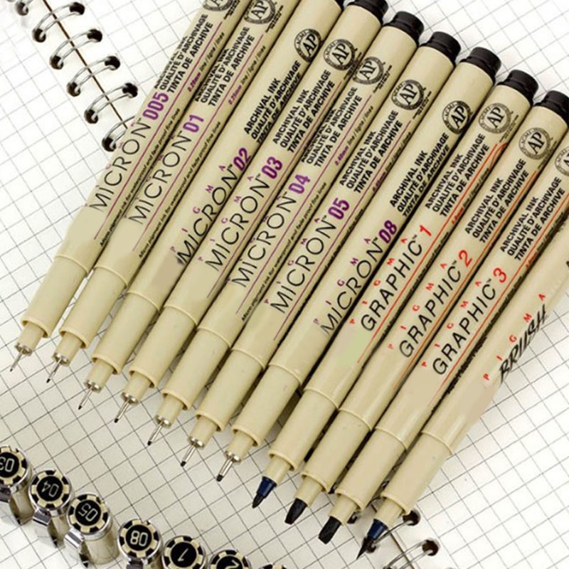 6pcs Fine Tip Pens Glossy Writing 13.5cm Length Waterproof Line
