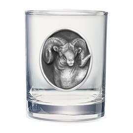 Heritage Pewter Bighorn Sheep Double Old Fashion | Double Rocks Glass 14 OZ for Liquor | Expertly Crafted Pewter Glass