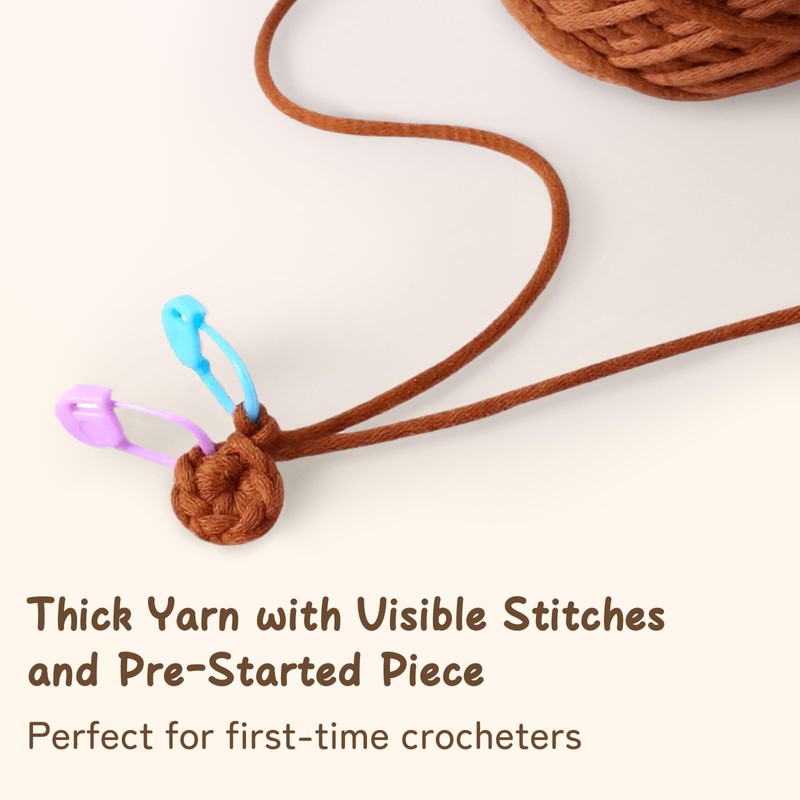 Amorloop Crochet Kit for Beginners – Easy-to-See Stitches Yarn, Pre-Started