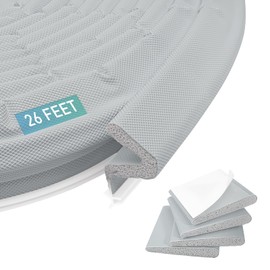 26Ft Weather Stripping Door Seal,V Shaped Q Foam Kerf Weatherstrip, Soundproof Exterior Front Door Frame WeatherStripping with 4 PCS Door Corner Seals, Gray