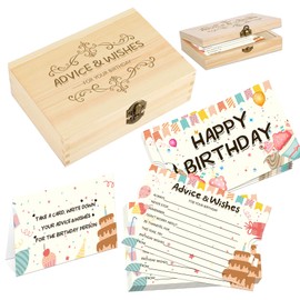1DFAUL 60pcs Birthday Wishes Cards, Guest Book Advice Cards Box for Birthday Party, Advice And Wishes for Birthday Games, for 16th, 18th, 30th, 40th, 50th, and Any Age, Birthday Party Favors