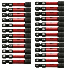 TMAX 25pc H5/16 Inch Black Impact Torsion Screwdriver Insert Bit Set Hex Head Allen Wrench, 1/4 Inch Hex-Shank S2 Steel, CNC Machined Tips, 2 Inch Long with Storage Box