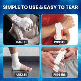 24 Pack White Athletic Tape (45ft Rolls) - Athletes Trainers Injuries & First Aid - Premium Medical Sports Tape - Wrap & Support Ankles & Wrists - Easy Tear Design with Zinc Oxide & No Sticky Residue