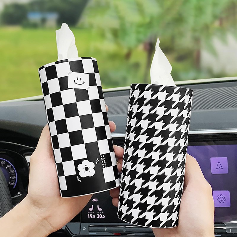 PACIOCEAN 4 Pack Car Tissues Holder with Facial Tissues,Cylinder Holder
