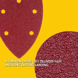 KAHEIGN 60 Pieces Velcro Sanding Triangles Mouse Detail Sandpaper, 5-Hole Sanding Sheets K40 / 60/80 / 120/180 / 240 Velcro Sandpaper Set for 140 mm Detail Sander (14 cm x 9 cm)