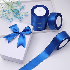 Glitter Trim Ribbon (5 Rolls), Decorative Ribbon for Wedding Party, DIY Gift Wrapping Supplies for Home & Office:_Royal Blue_one-size