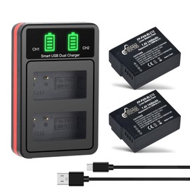 Pickle Power DMW-BLC12 DMW-BLC12PP Battery and LED Dual Slot Charger for Panasonic Lumix G7, G85, G95, FZ1000, FZ1000 II, GH2, G5, G6, GX8, FZ200, FZ300, FZ2500 Camera