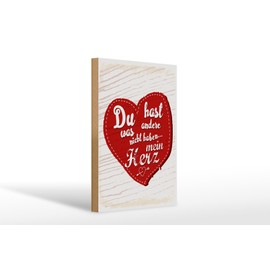 Femer Holzschild Spruch Du hast mein Herz Liebe 20x30cm Geschenk