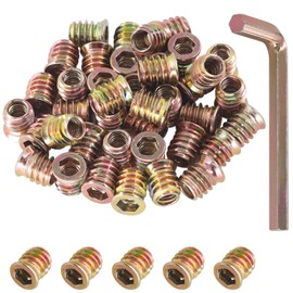 Rustark 50 pcs 5/16"-18× 15mm Threaded Inserts Nuts Zinc Plated Carbon Steel Hex Socket Drive Furniture Flanged Screw-in Nut for Wood Furniture